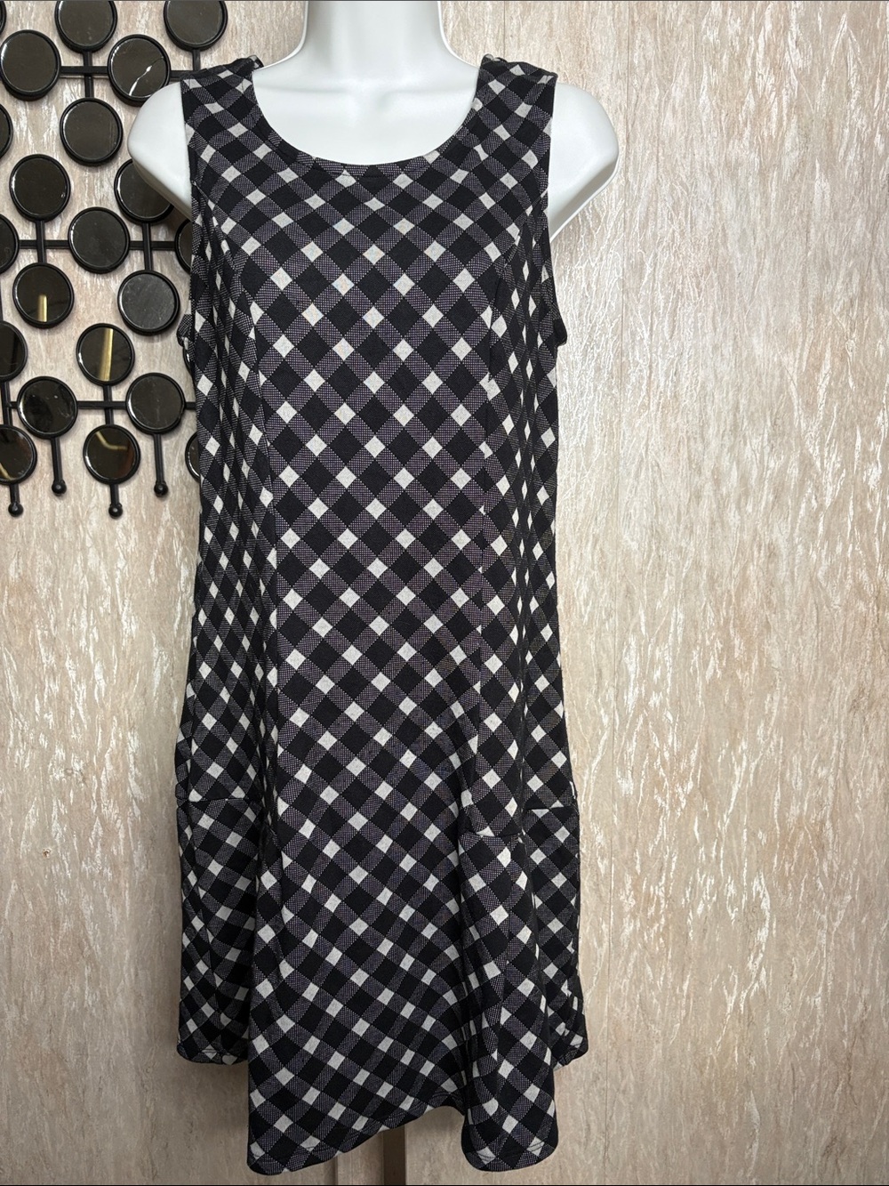 Xhilaration Black & Gray Check Sleeveless Mini Dress